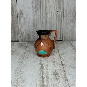 Vintage Hand-Painted Dobe Of Arizona Native American Tribal Pottery Mini Pitcher
